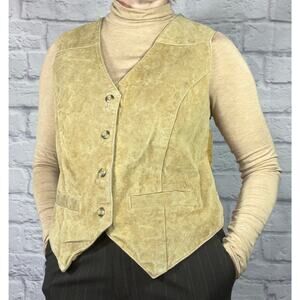 Tan/Camel Color Suede Button-up Vest by Two Twenty